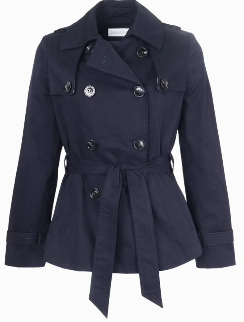 Ella Cropped Trench Coat Navy