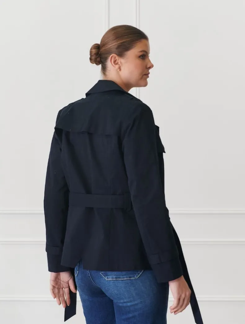 Ella Cropped Trench Coat Navy
