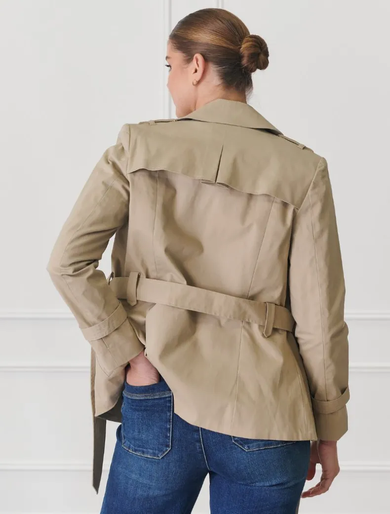 Ella Cropped Trench Coat Stone