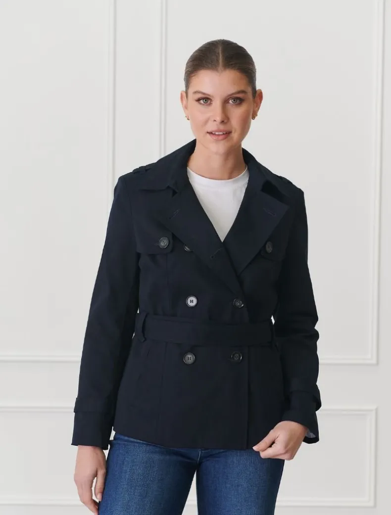 Ella Cropped Trench Coat Navy