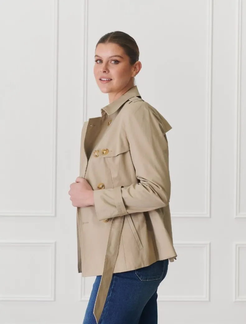 Ella Cropped Trench Coat Stone