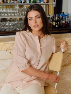 Evie Linen Shirt Cantelope - FINAL SALE