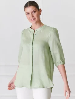 Evie Linen Shirt Light Green - FINAL SALE