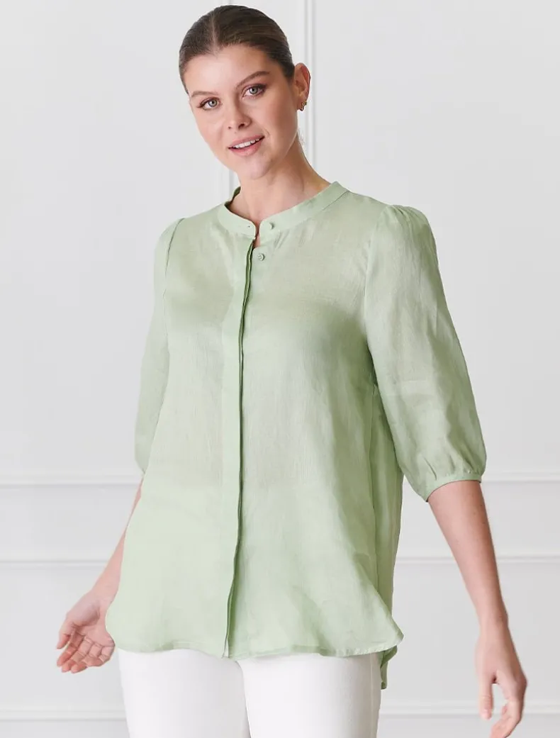 Evie Linen Shirt Light Green - FINAL SALE