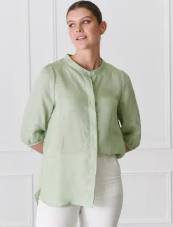 Evie Linen Shirt Light Green - FINAL SALE