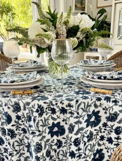 Fakistra Round Tablecloth Blue