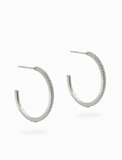 Fine Crystal Hoops Silver