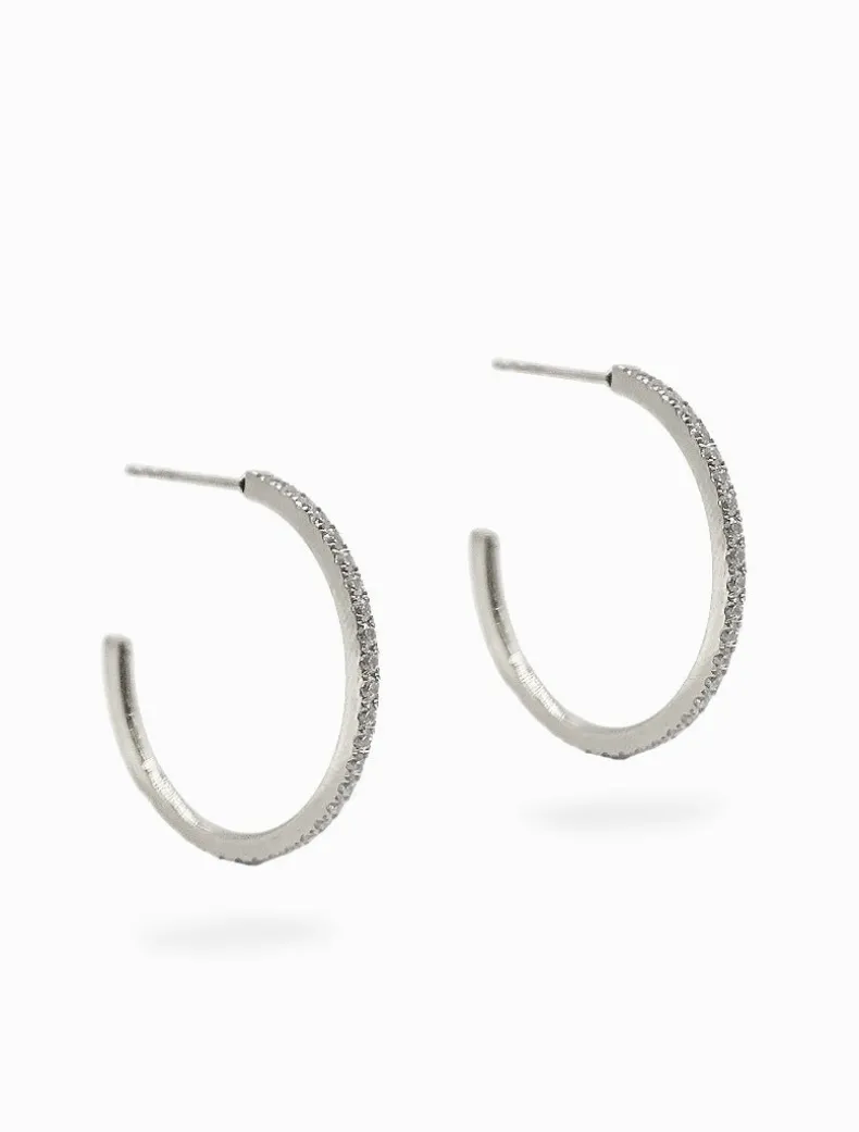 Fine Crystal Hoops Silver