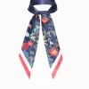 Floral Navy Narrow Scarf
