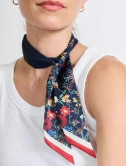 Floral Navy Narrow Scarf