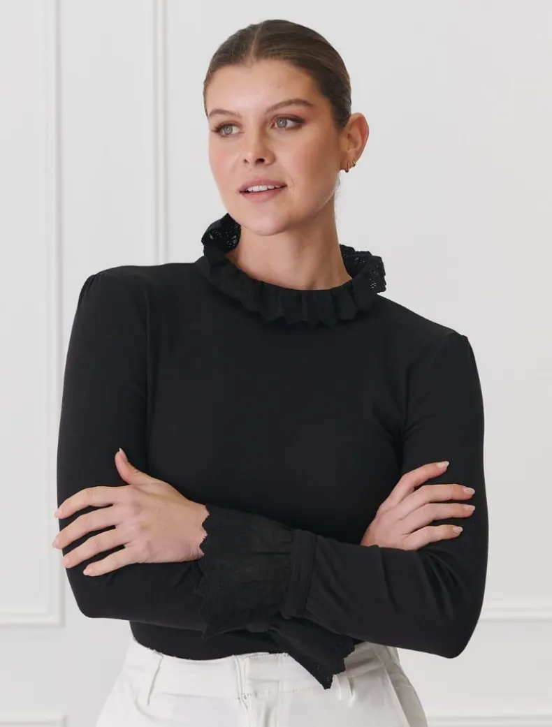 Freya Frill Top Black