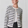 Gabrielle Striped Knit Jacket Ivory
