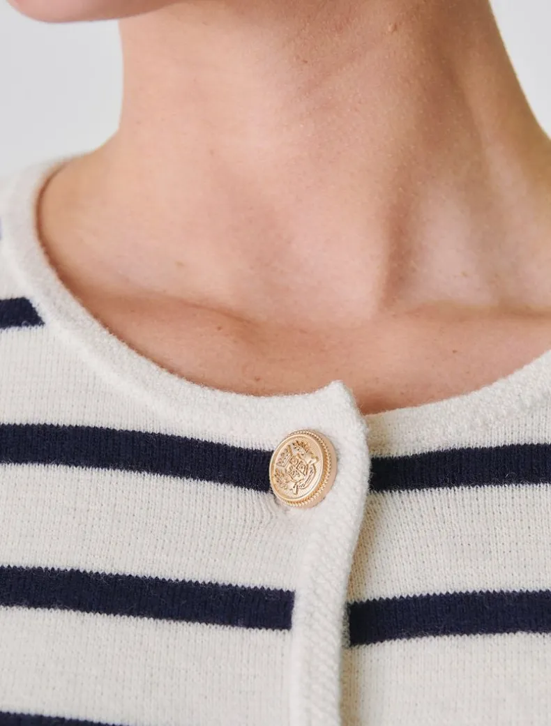 Gabrielle Striped Knit Jacket Ivory