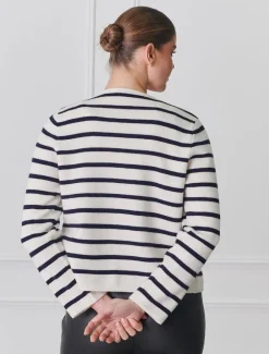 Gabrielle Striped Knit Jacket Ivory