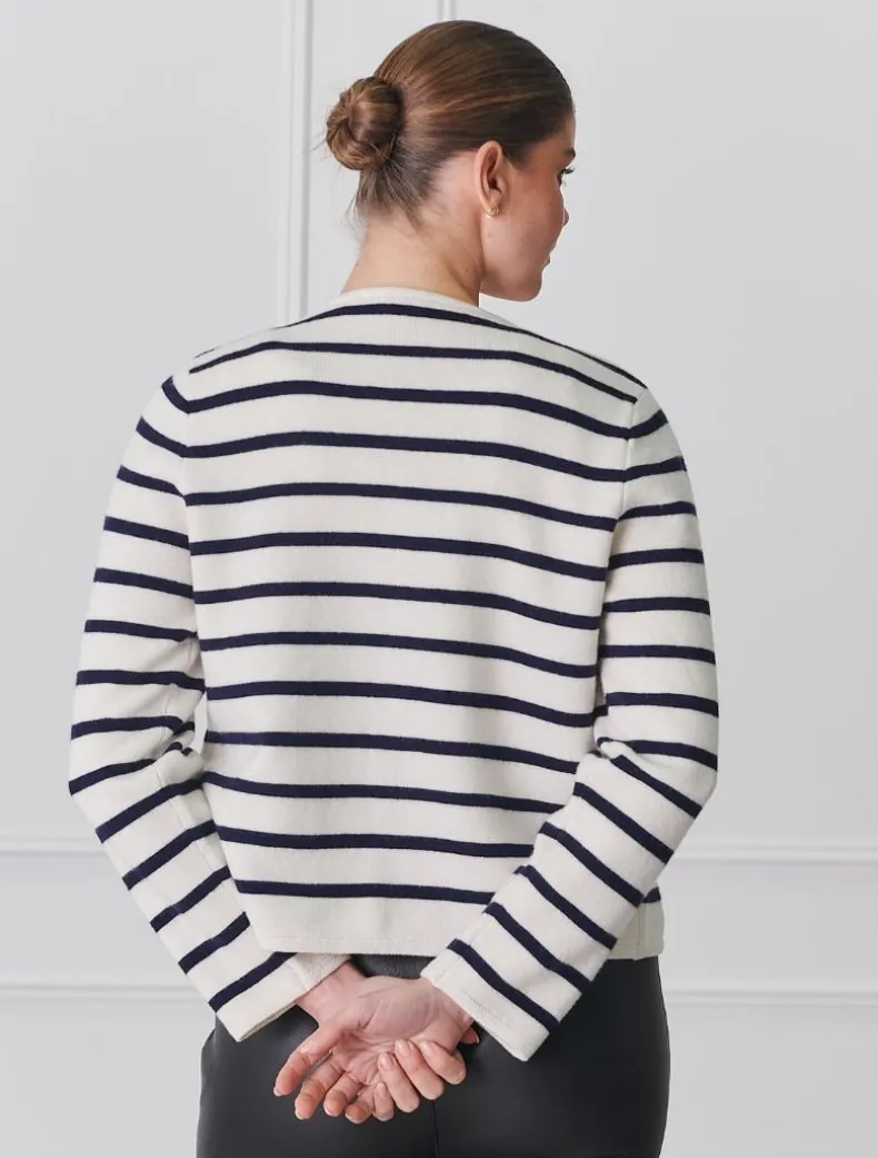 Gabrielle Striped Knit Jacket Ivory