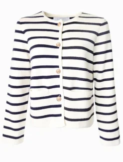Gabrielle Striped Knit Jacket Ivory