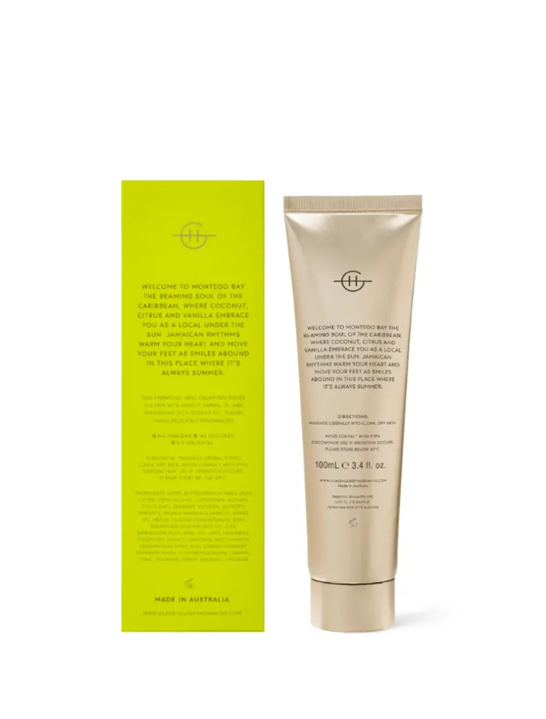 Glasshouse Fragrances Montego Bay Rhythm Hand Cream 100ml - FINAL SALE