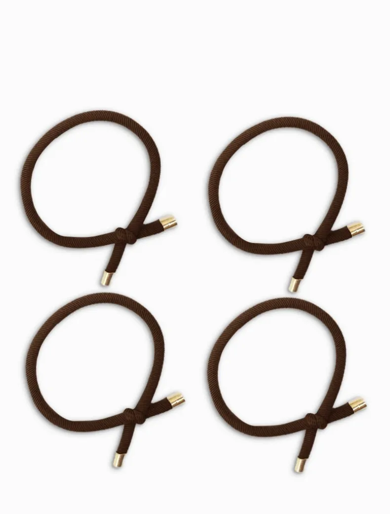 Gold Tip Hair Ties Pack of 4 Brown