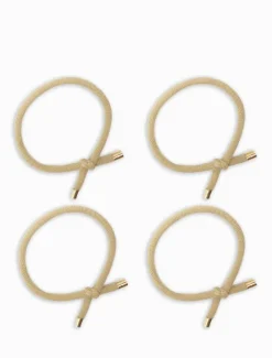 Gold Tip Hair Ties Pack of 4 Beige