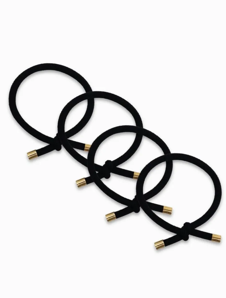 Gold Tip Hair Ties Pack of 4 Black