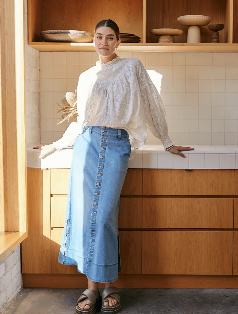 Goldie Summer Wash Denim Skirt
