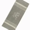 Grey Stripe Monogram Tea Towel Natural
