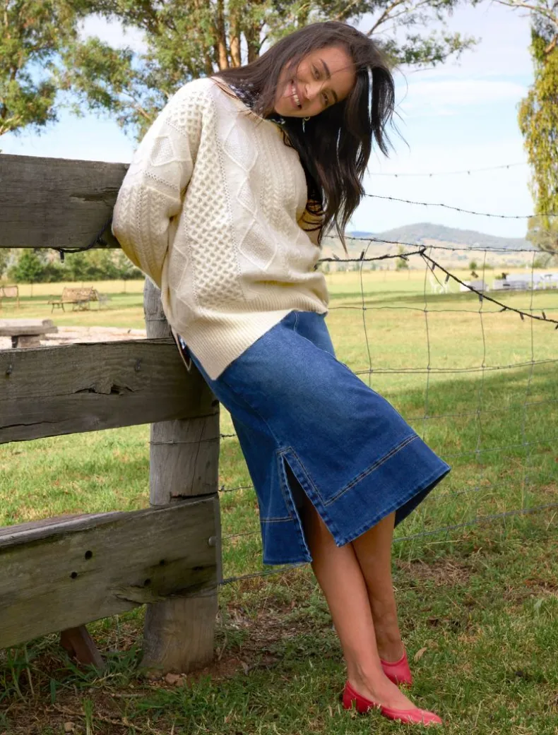 Guernsey Knit Jumper Oatmeal