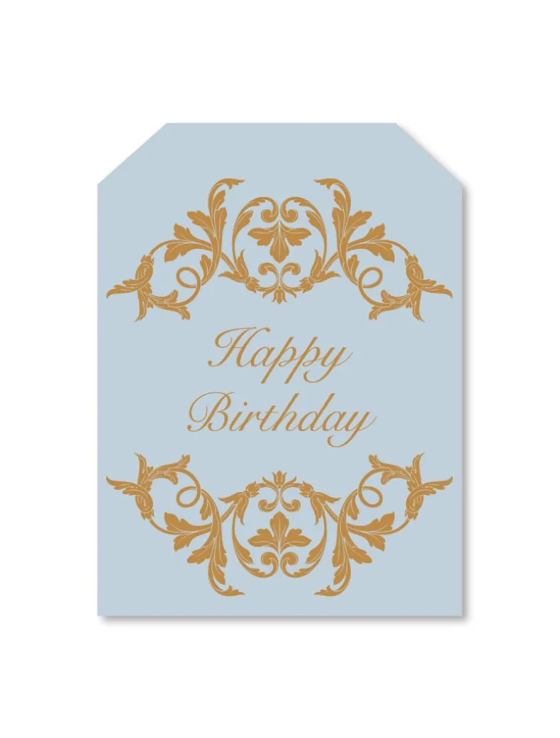 Happy Birthday Flourish Gift Tag Blue