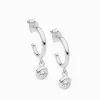 Hoop Earrings Cubic Zirconia Bezel Drop Rhodium