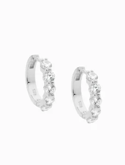 Hoop Earrings Cubic Zirconia Rhodium