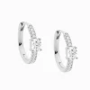 Hoop Earrings Oval Cubic Zirconia Rhodium