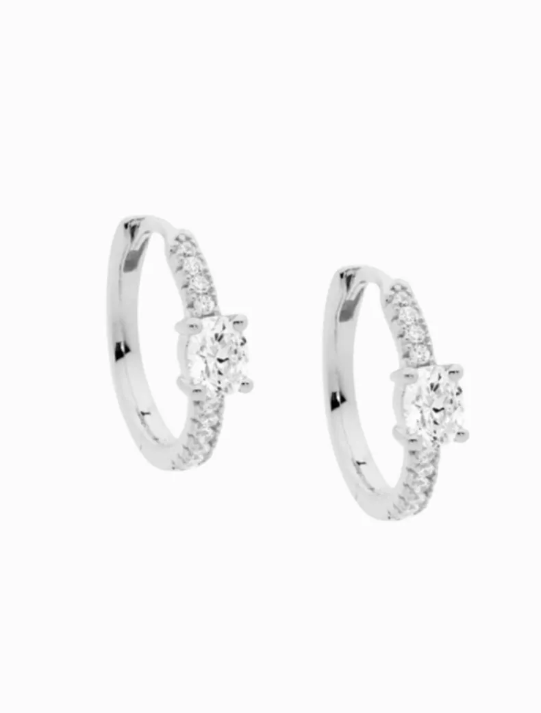 Hoop Earrings Oval Cubic Zirconia Rhodium