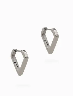 Inverted Peak Lever Hoops Silver