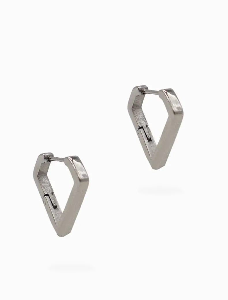 Inverted Peak Lever Hoops Silver