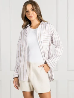 Izzy Stripe Shirt Caramel - FINAL SALE