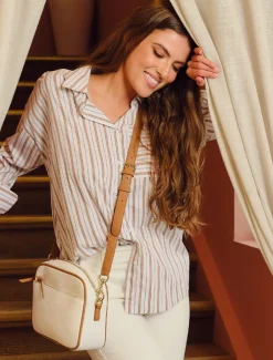 Izzy Stripe Shirt Caramel - FINAL SALE
