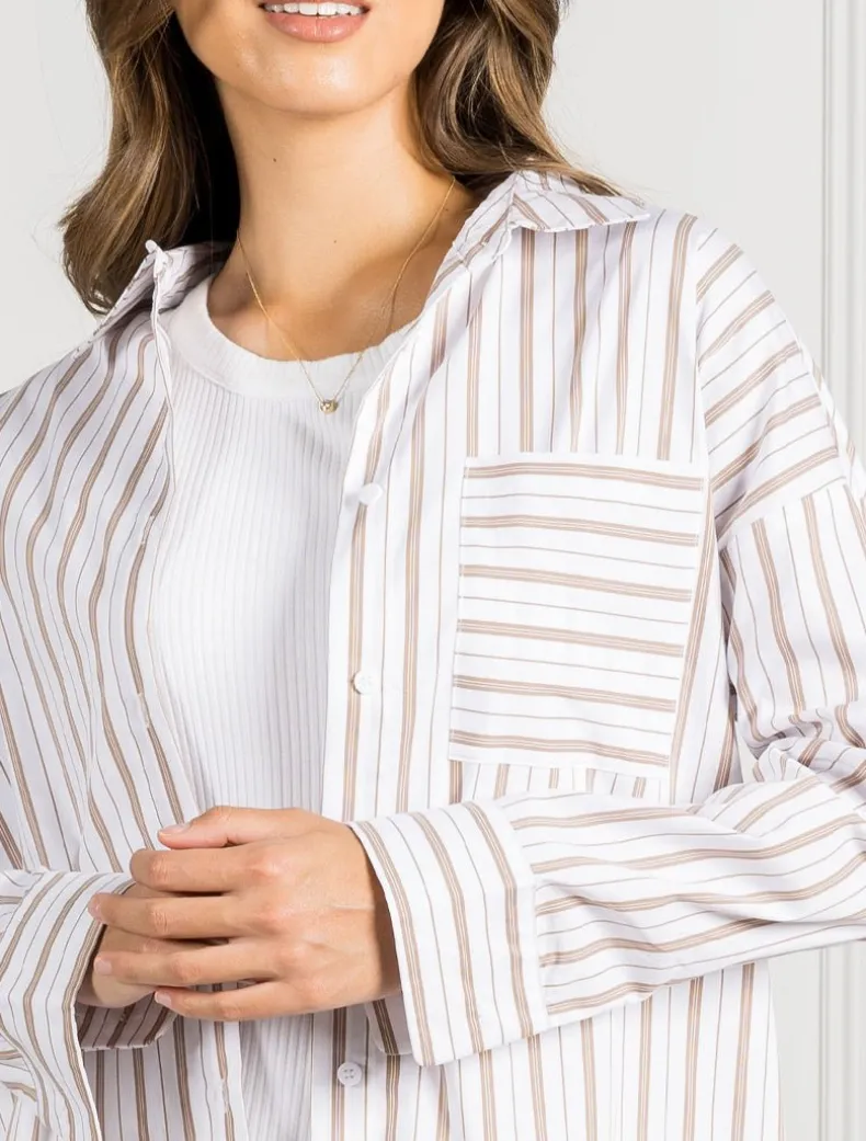 Izzy Stripe Shirt Caramel - FINAL SALE