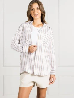 Izzy Stripe Shirt Caramel - FINAL SALE