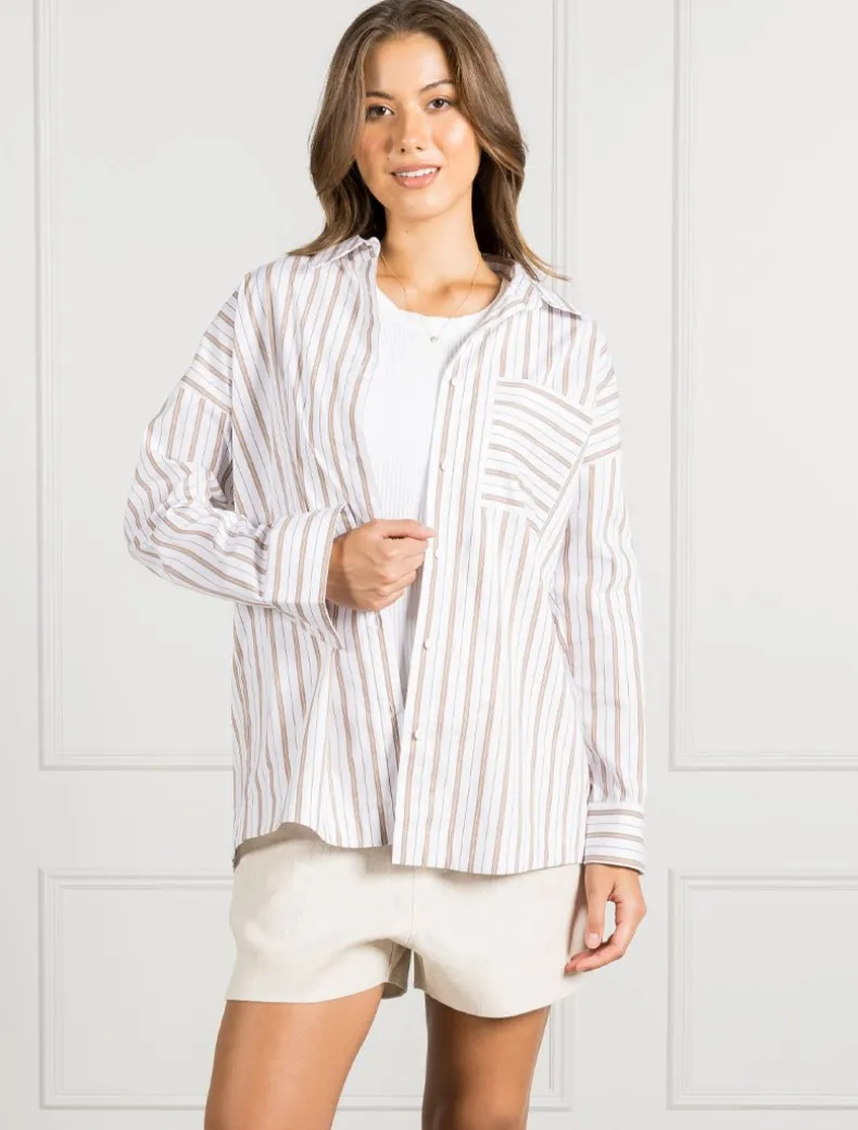 Izzy Stripe Shirt Caramel - FINAL SALE