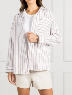 Izzy Stripe Shirt Caramel - FINAL SALE