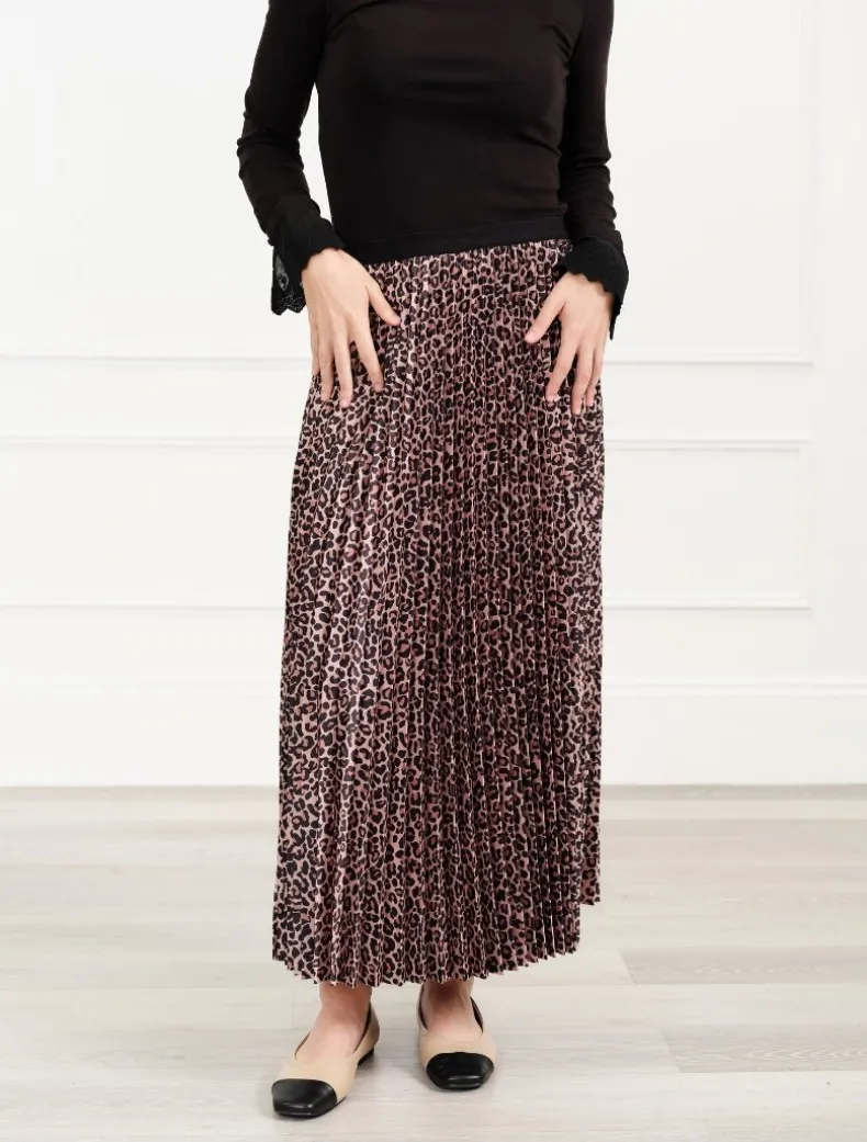 Jane Pleat Skirt Leopard