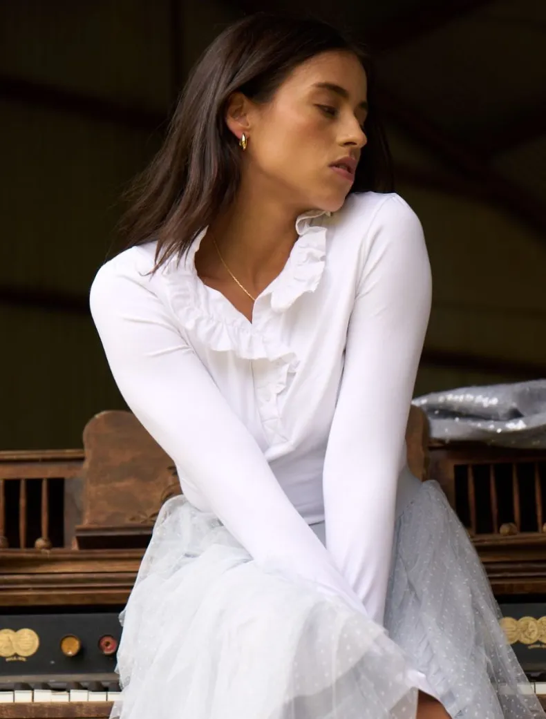Jolie Long Sleeve Top White