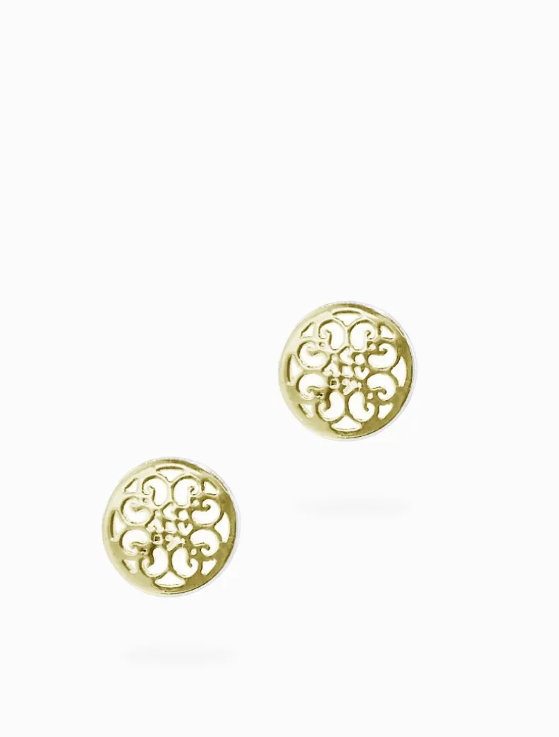 Laser Flower Studs Gold