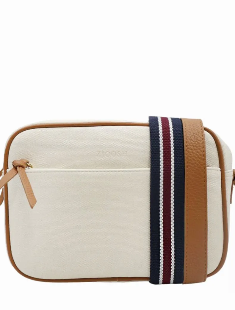 Leah Canvas Cross Body Bag White