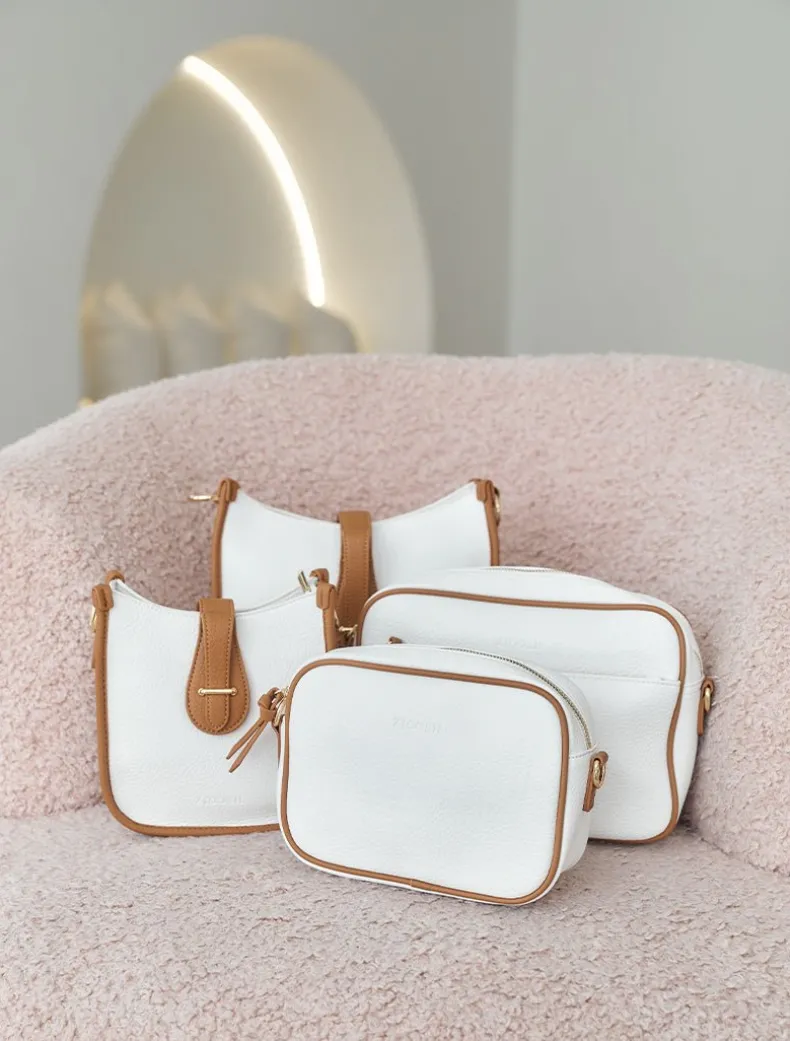 Leah Cross Body Bag Dual Tone White Tan