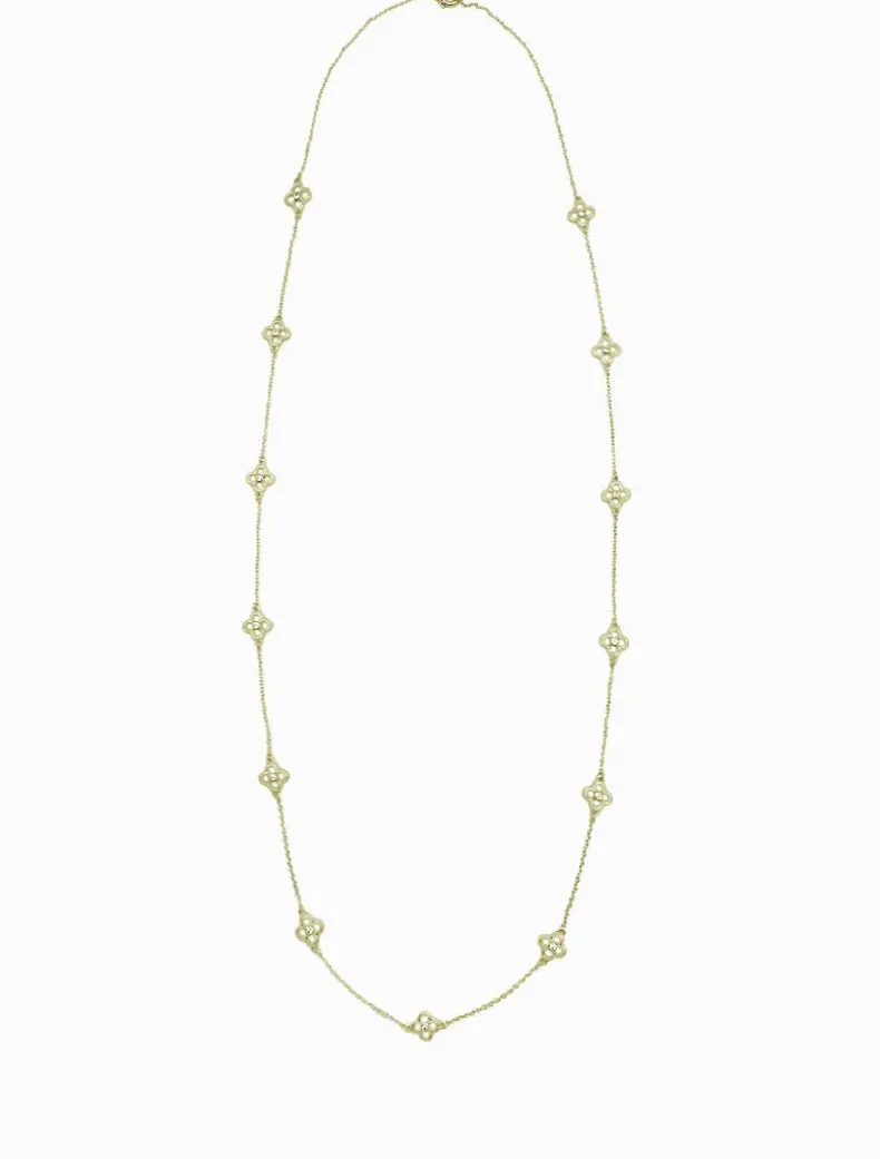 Long Clover Necklace Gold