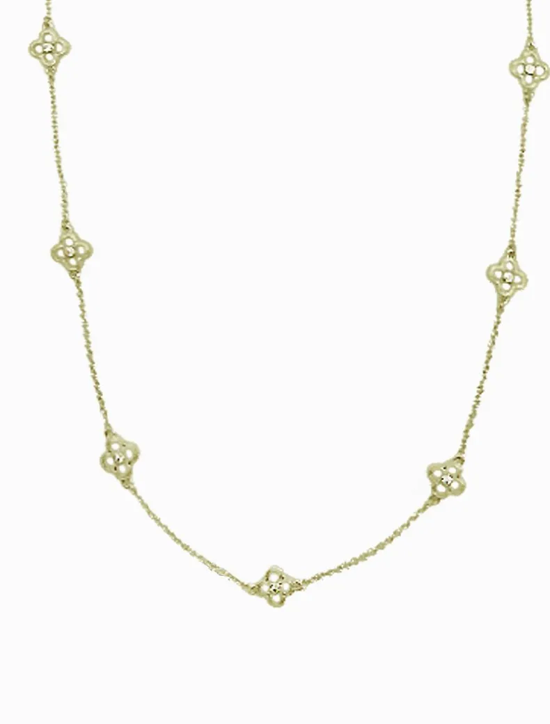Long Clover Necklace Gold