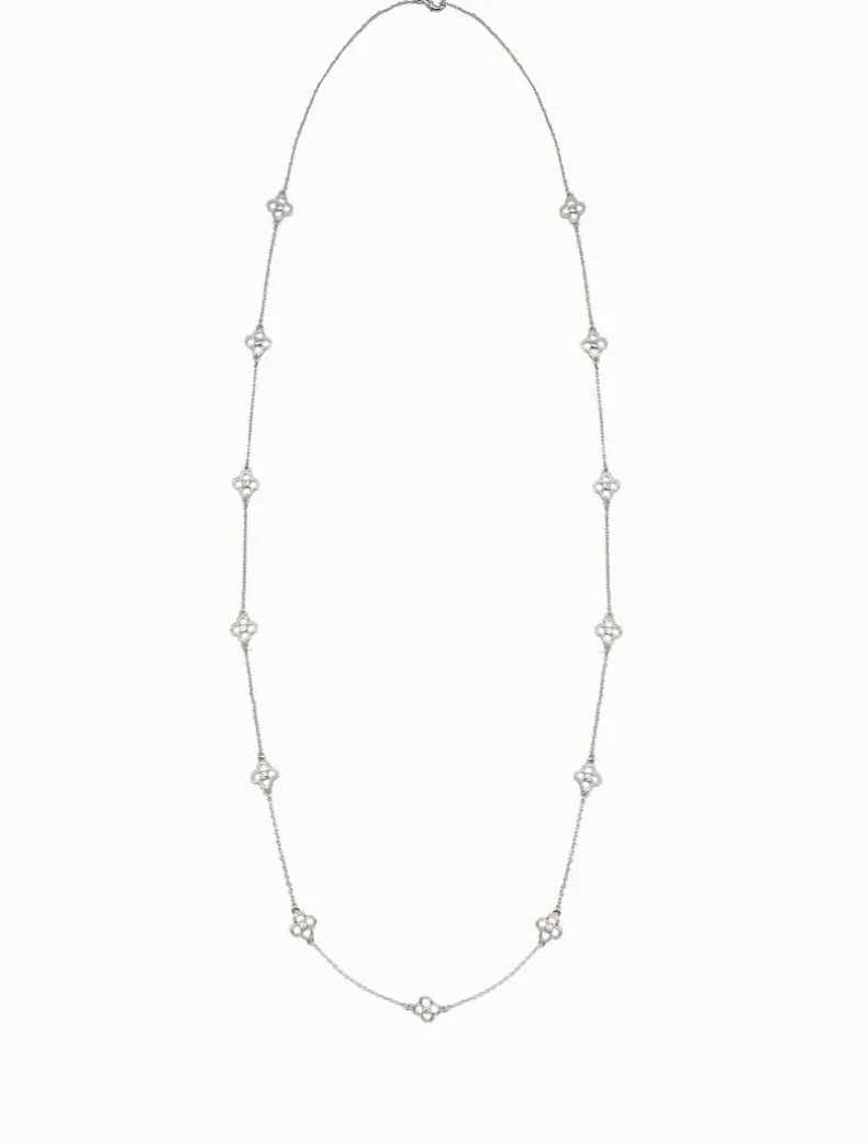 Long Clover Necklace Silver