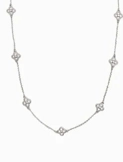 Long Clover Necklace Silver