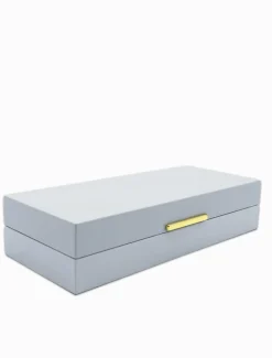 Long Lacquered Jewellery Box Blue